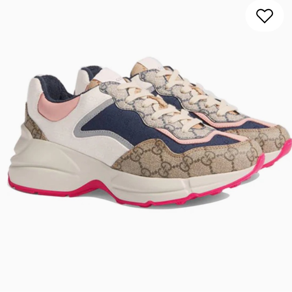Gucci Cream and Pink Designer Sneakers